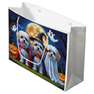 Bichon Frise Dogs Pumpkin Halloween Funny Large Gift Bag