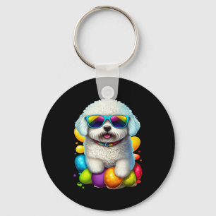 Bichon Frise Easter Eggs Dog Easter Key Ring
