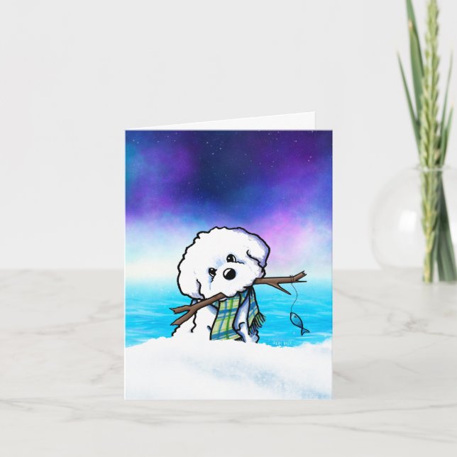 Bichon Frise Fishing Note Card (Front)