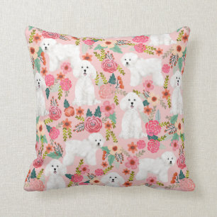 Bichon Frise floral dog pillow