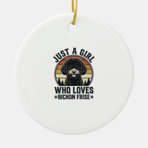 Bichon Frise Girl Vintage Dog Lover Shirt_1 Ceramic Ornament