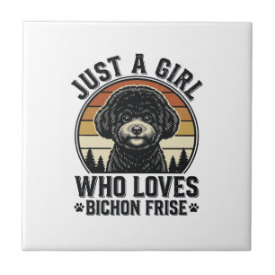 Bichon Frise Girl Vintage Dog Lover Shirt_1 Ceramic Tile