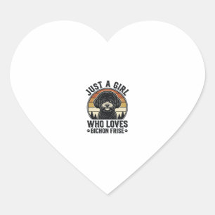 Bichon Frise Girl Vintage Dog Lover Shirt_1 Heart Sticker