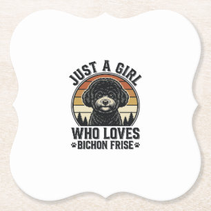 Bichon Frise Girl Vintage Dog Lover Shirt_1 Paper Coaster