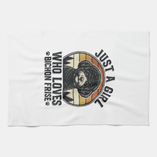 Bichon Frise Girl Vintage Dog Lover Shirt_1 Tea Towel