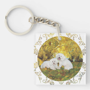 Bichon Frise Golden Autumn Key Ring