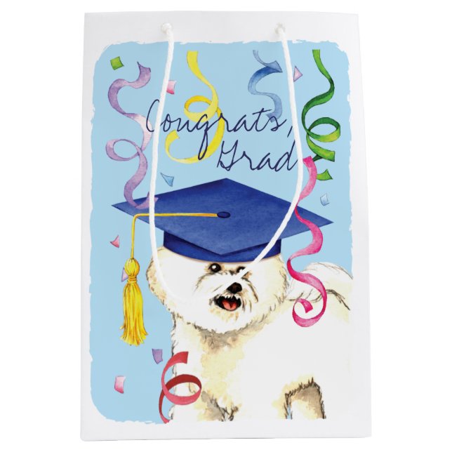 Bichon Frise Graduate Medium Gift Bag (Front)