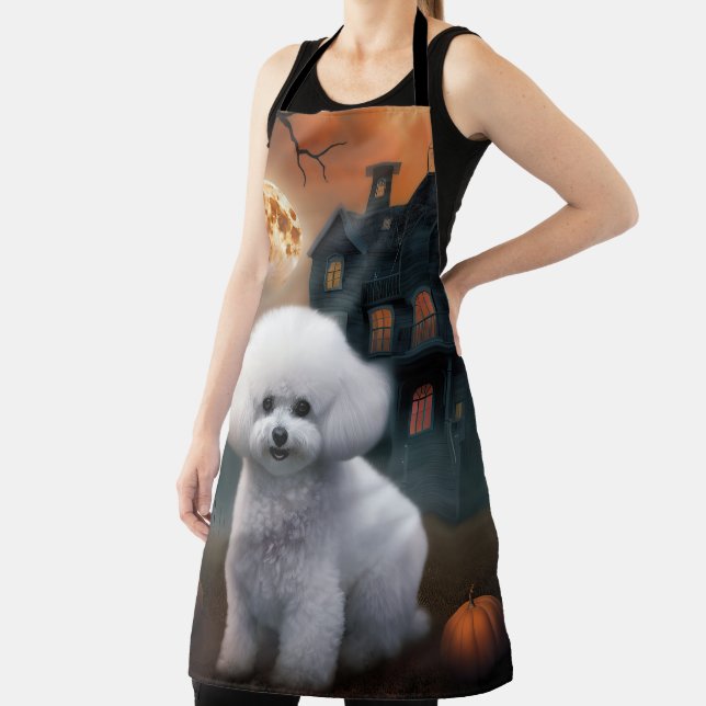 Bichon Frise Halloween Scary  Apron (Insitu)