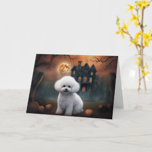 Bichon Frise Halloween Scary Card