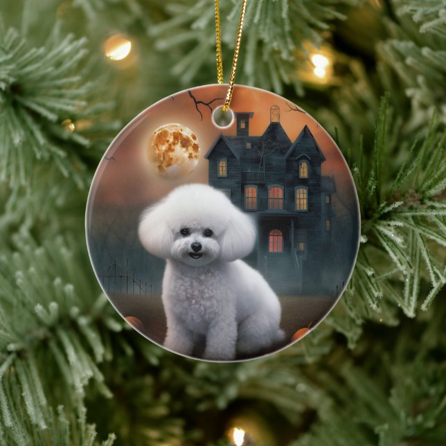 Bichon Frise Halloween Scary  Ceramic Ornament (Tree)