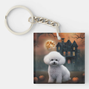 Bichon Frise Halloween Scary  Key Ring