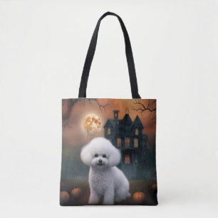 Bichon Frise Halloween Scary Tote Bag
