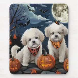 Bichon Frise Halloween Spooky Mouse Pad