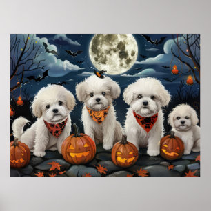 Bichon Frise Halloween Spooky Poster
