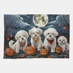 Bichon Frise Halloween Spooky Tea Towel