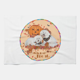 Bichon Frise Halloween Tea Towel