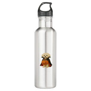 Bichon Frisé Halloween Vampire Pup with Pumpkin Ba 710 Ml Water Bottle