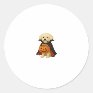 Bichon Frisé Halloween Vampire Pup with Pumpkin Ba Classic Round Sticker