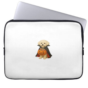 Bichon Frisé Halloween Vampire Pup with Pumpkin Ba Laptop Sleeve