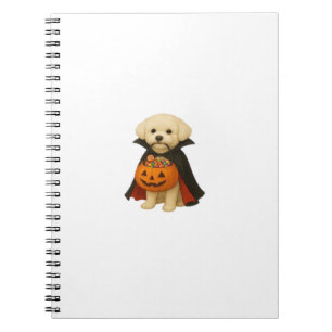 Bichon Frisé Halloween Vampire Pup with Pumpkin Ba Notebook