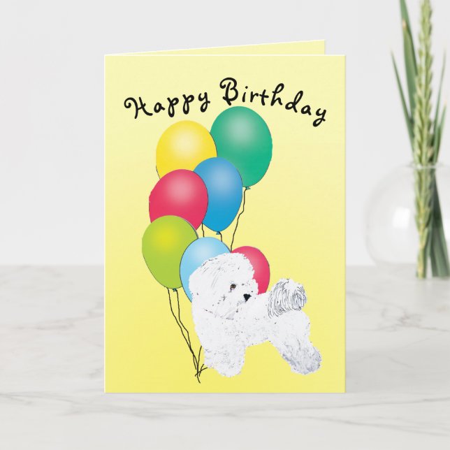 Bichon Frise Happy Birthday Card (Front)
