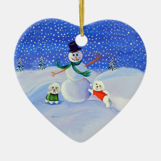 Bichon Frise Heart Ornament (Front)