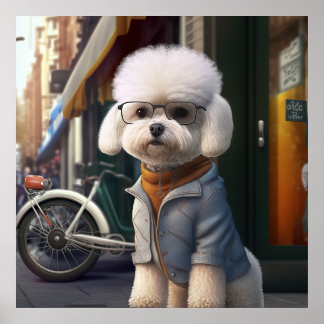Bichon Frise Hipster Dog Poster (Front)
