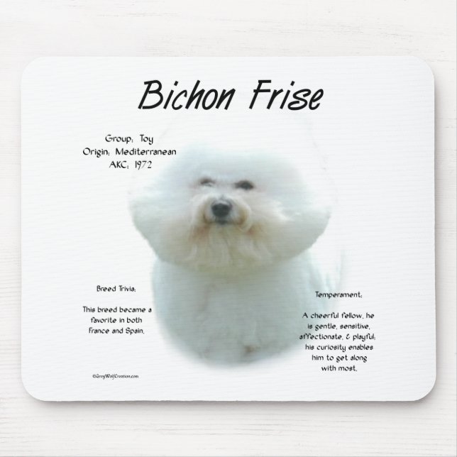 Bichon Frise History; All About Bichon Frise Mouse Pad (Front)
