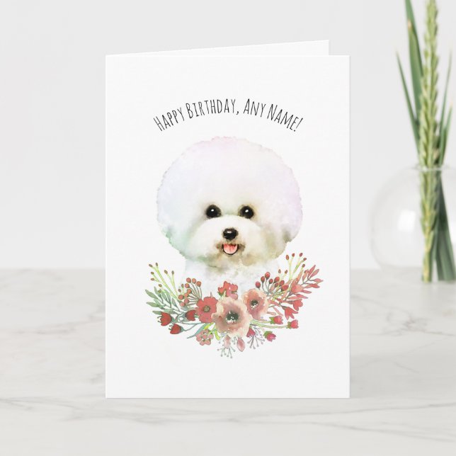 Bichon Frise Illustrated Birthday Card (Front)