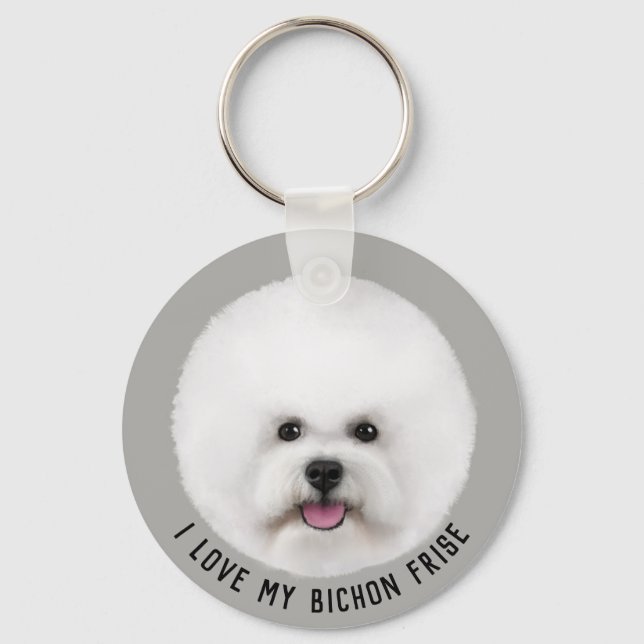 Bichon Frise Illustrated Key Chain (Front)