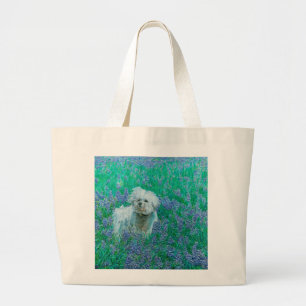 Bichon Frise in Bluebonnets Large Tote Bag
