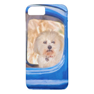 Bichon Frise in vintage car window iPhone 8/7 Case