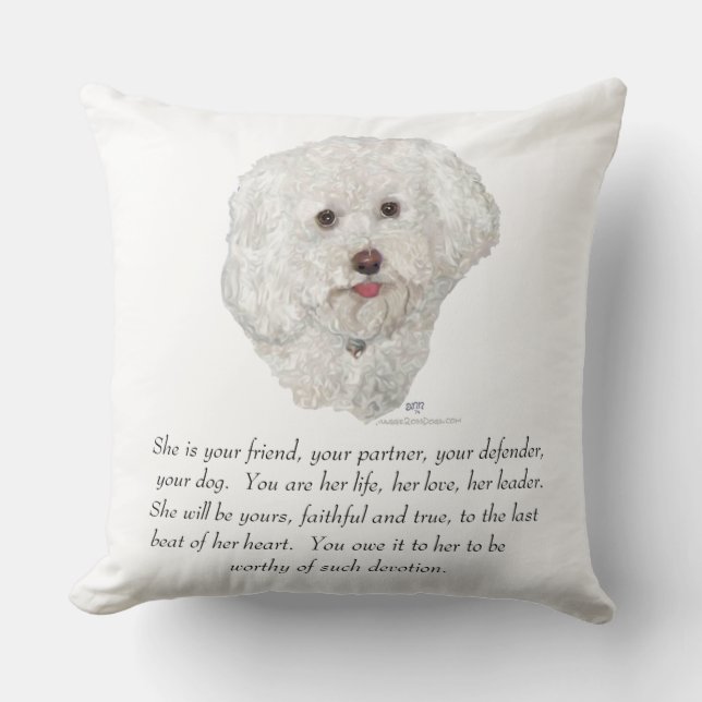 Bichon Frise Keepsake FEMALE Cushion (Front)
