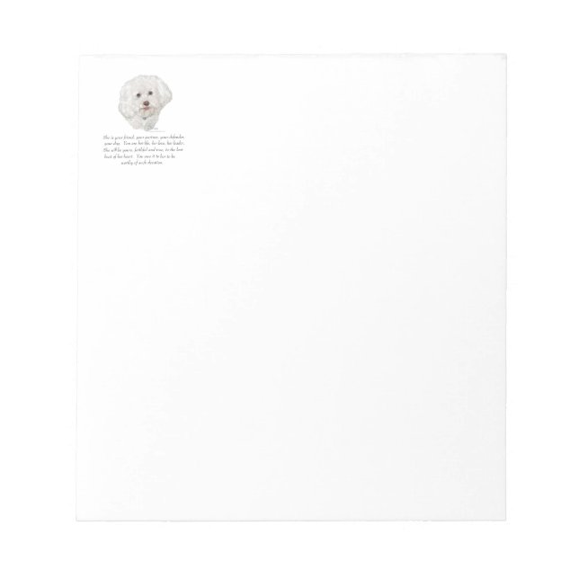 Bichon Frise Keepsake FEMALE Notepad (Front)