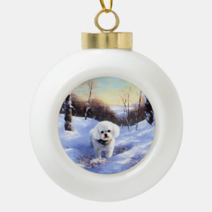 Bichon Frise Let It Snow Christmas  Ceramic Ball Christmas Ornament