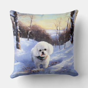 Bichon Frise Let It Snow Christmas Cushion