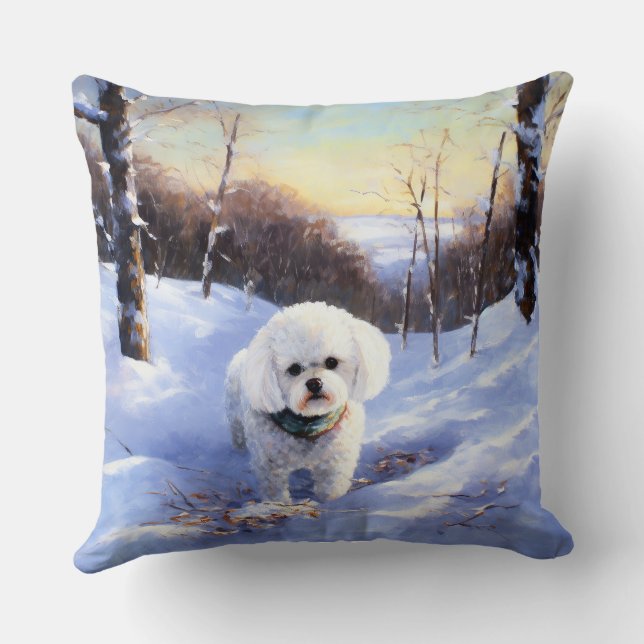 Bichon Frise Let It Snow Christmas  Cushion (Back)