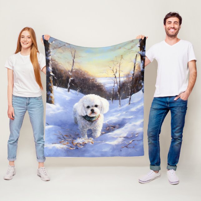 Bichon Frise Let It Snow Christmas  Fleece Blanket (In Situ)