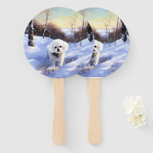 Bichon Frise Let It Snow Christmas  Hand Fan