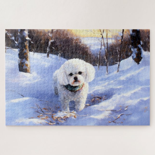Bichon Frise Let It Snow Christmas  Jigsaw Puzzle (Horizontal)