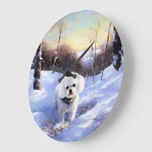 Bichon Frise Let It Snow Christmas  Large Clock