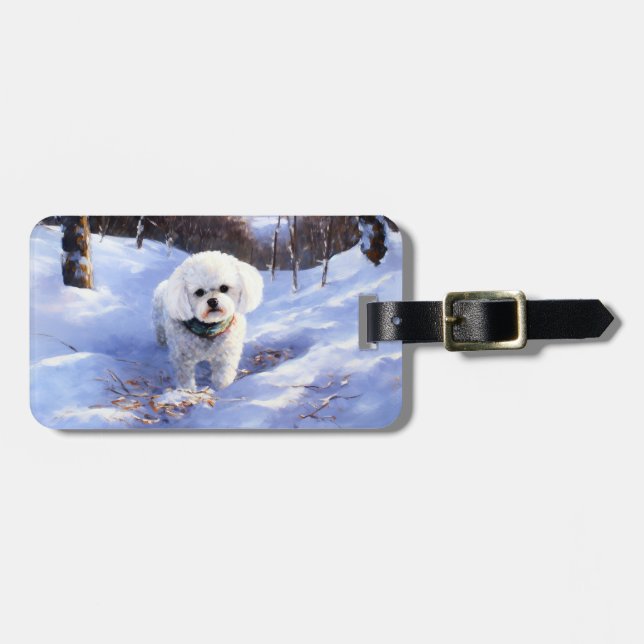 Bichon Frise Let It Snow Christmas  Luggage Tag (Front Horizontal)