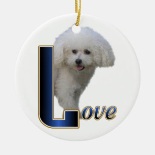 Bichon Frise Love Ceramic Ornament