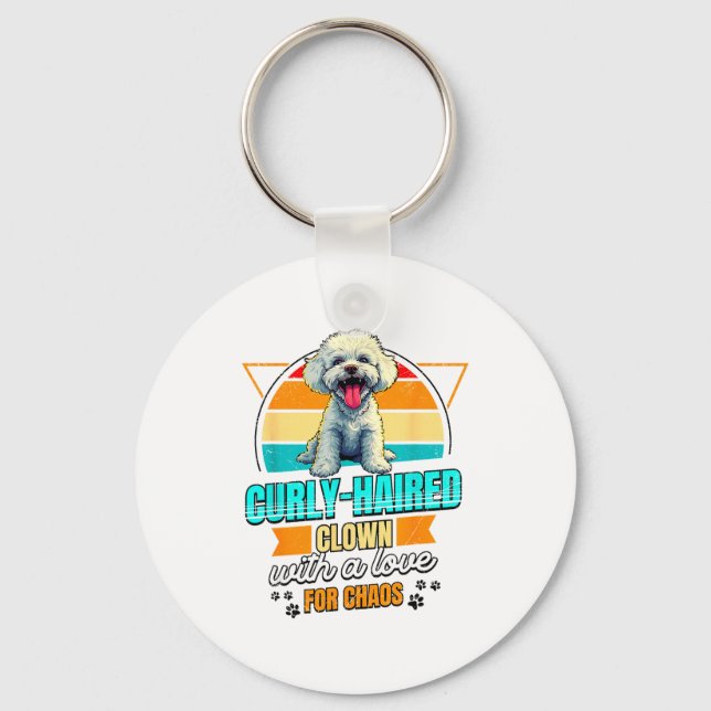 Bichon Frise Lover Funny Bichon Frise Retro  Key Ring (Front)