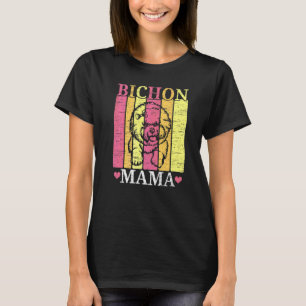 Bichon Frise Mama Dog  Dog Breeder Puppy Paw Love T-Shirt