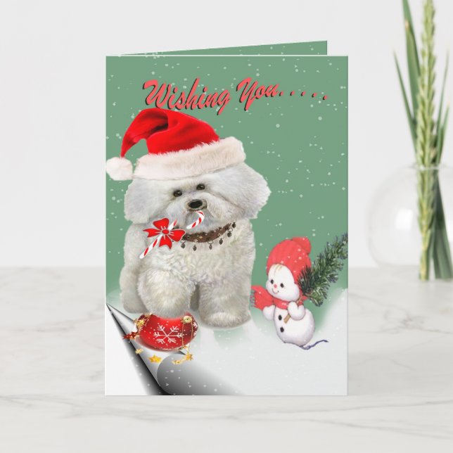 Bichon Frise Merry Christmas  Cards (Front)