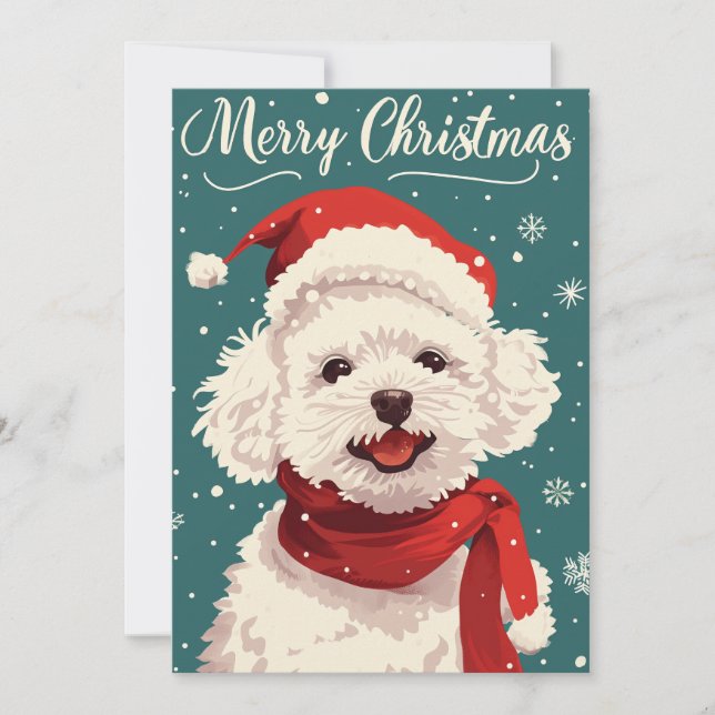 Bichon Frise Merry Christmas  Holiday Card (Front)