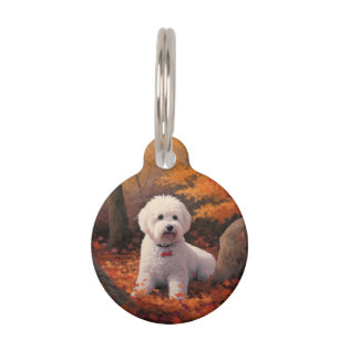 Bichon Frise n Autumn Leaves Fall Inspire  Pet Tag