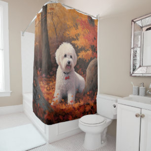 Bichon Frise n Autumn Leaves Fall Inspire Shower Curtain