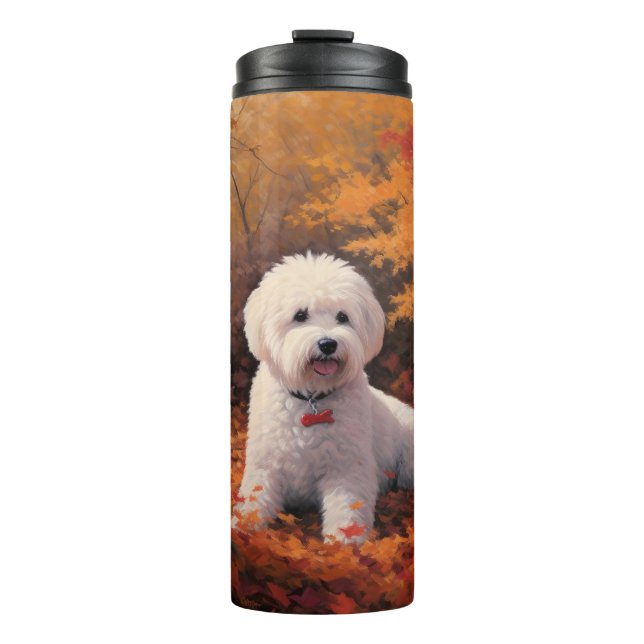 Bichon Frise n Autumn Leaves Fall Inspire  Thermal Tumbler (Front)